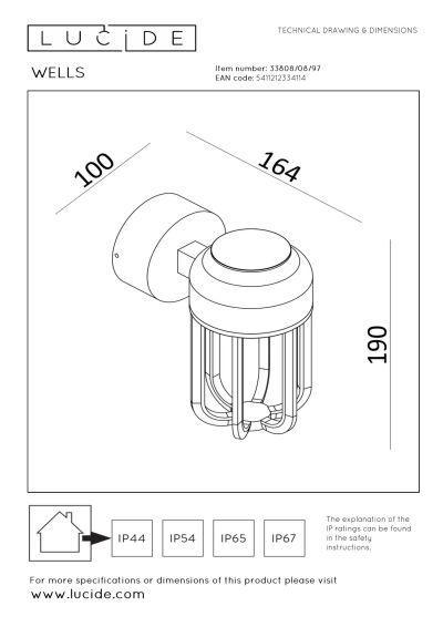 Lucide WELLS - Wall light Indoor/Outdoor - Ø 10 cm - LED - 1x8W 2700K - IP54 - Rust Brown